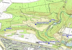 mapa okolí studánky - studánka Šárecká Habrůvka, 900 pxl.