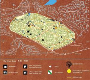 Obora Hvězda - orientační mapa parkové části, 1516 pxl