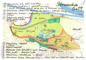 Stromovka, realizace v roce 2019, orientační mapa