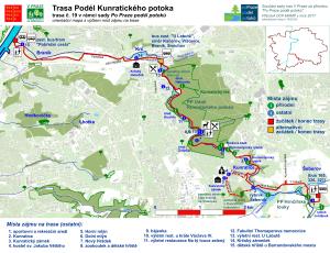 trasa č.19 - podél Kunratického potoka, orientační mapa podrobná (3100 pxl)