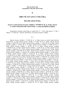 Obecně závazná vyhláška hlavního města Prahy č. 2/2022