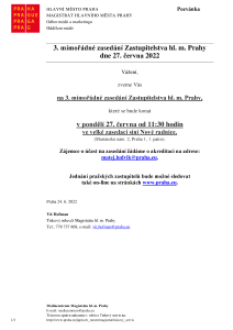 3. mimořádné zasedání Zastupitelstva hl. m. Prahy dne 27. června 2022