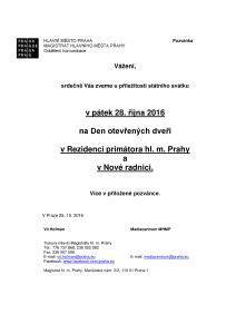 Den otevřených dveří v Rezidenci primátora hl. m. Prahy a v Nové radnici