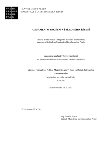 zástupce / zástupkyně ředitele Magistrátu pro V. Sekci - zrušení výběrového řízení