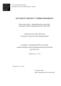 koordinátor/ka BOZP na staveništi v odboru městského investora (2 pracovní místa) - zrušení výběrového řízení