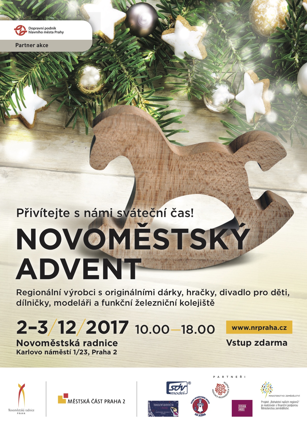 Advent na Novoměstské radnici nabídne divadlo, hudbu, jídlo – i model železnice