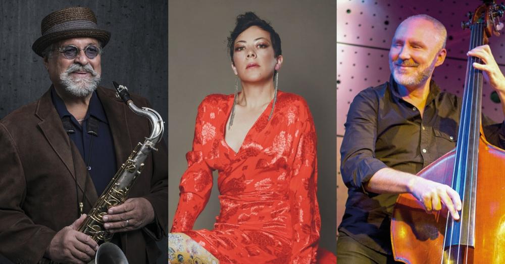 Saxofonista Joe Lovano, zpěvačka Gretchen Parlato, kontrabasista Reid Anderson