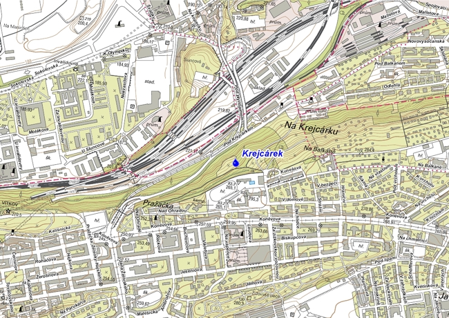 orient.mapa okolí studánky Krejcárek, 650 pxl.